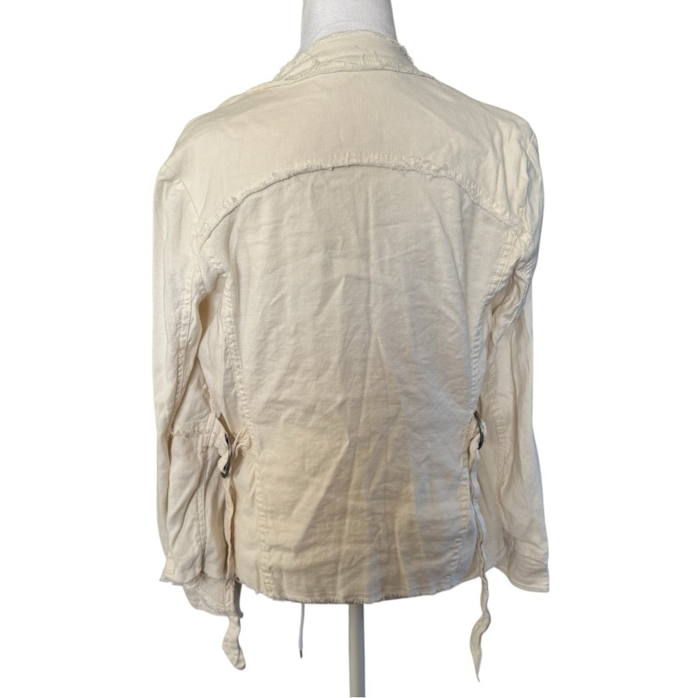 Free People Rae Femme Linen Jacket Ivory Raw Edge Size S - Picture 7 of 12